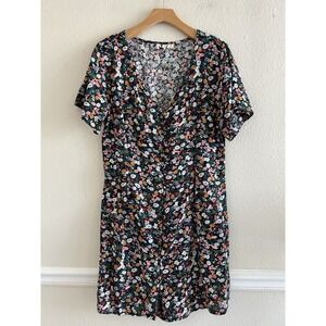 ROXY Button Up Floral Mini Dress Size L Jr. Multicolor Sundress Feminine Boho